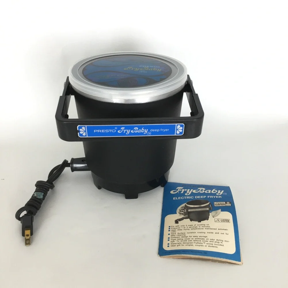 Vintage 70’s Presto Fry Baby Electric Deep Fryer Non Stick Model 01/FBD1 W/Cord